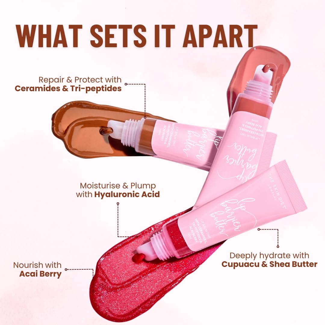 THE SKIN DIET COMPANY Lip Balm - Chai Croissant |Hydrating & Plumping Tinted Lip Balm | Intensive Repair with Tripeptides, Shea Butter for Dark & Pigmented Lips (10ml)