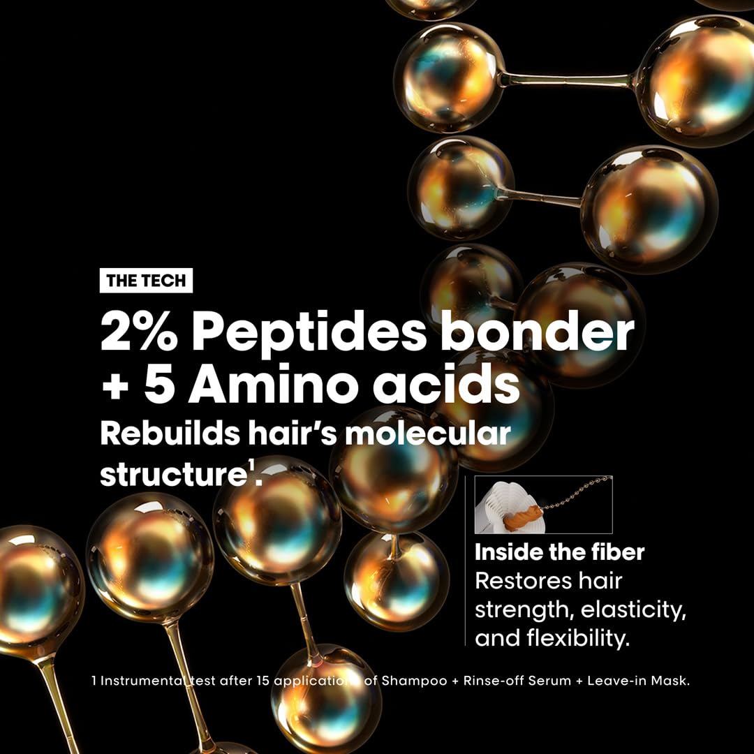 L'OREAL PROFESSIONNEL PARIS Absolut Repair Molecular Deep Repairing Rinse-off Serum for Damaged Hair - 250 ml | Repairs Very Damaged Hair and Restores Strength With 2% Peptides Bonder & 5 Amino Acids