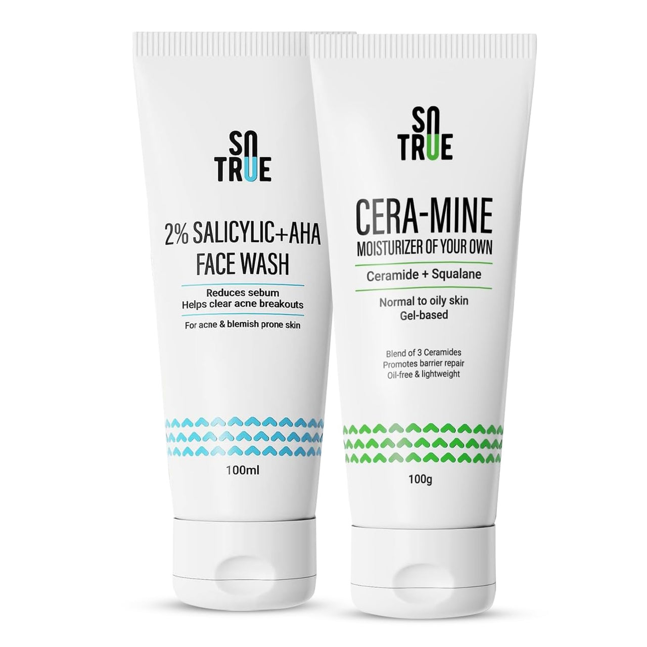 Sotrue Ceramide Gel Face Moisturizer & 2% Salicylic Acid Face Wash + AHA Combo | Acne Prone Skin, Excess Oil, Pimples | For All Skin Types