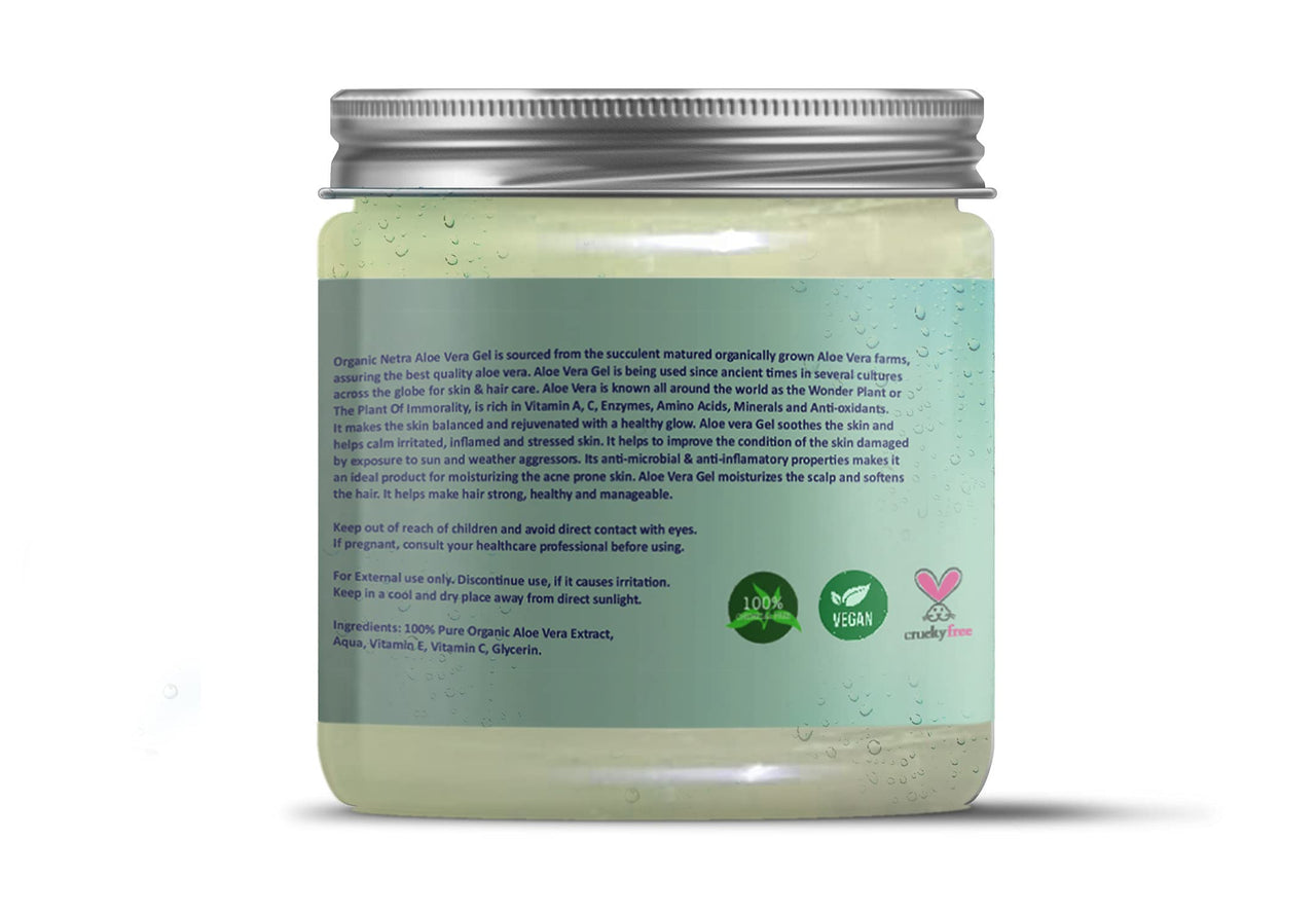 Organic Netra Pure Aloe Vera Gel- 200 Gm and Organic Netra 100% Pure Plant Based Vitamin E Oil For Radiant, Moisturized Youthful Skin -30 ml.