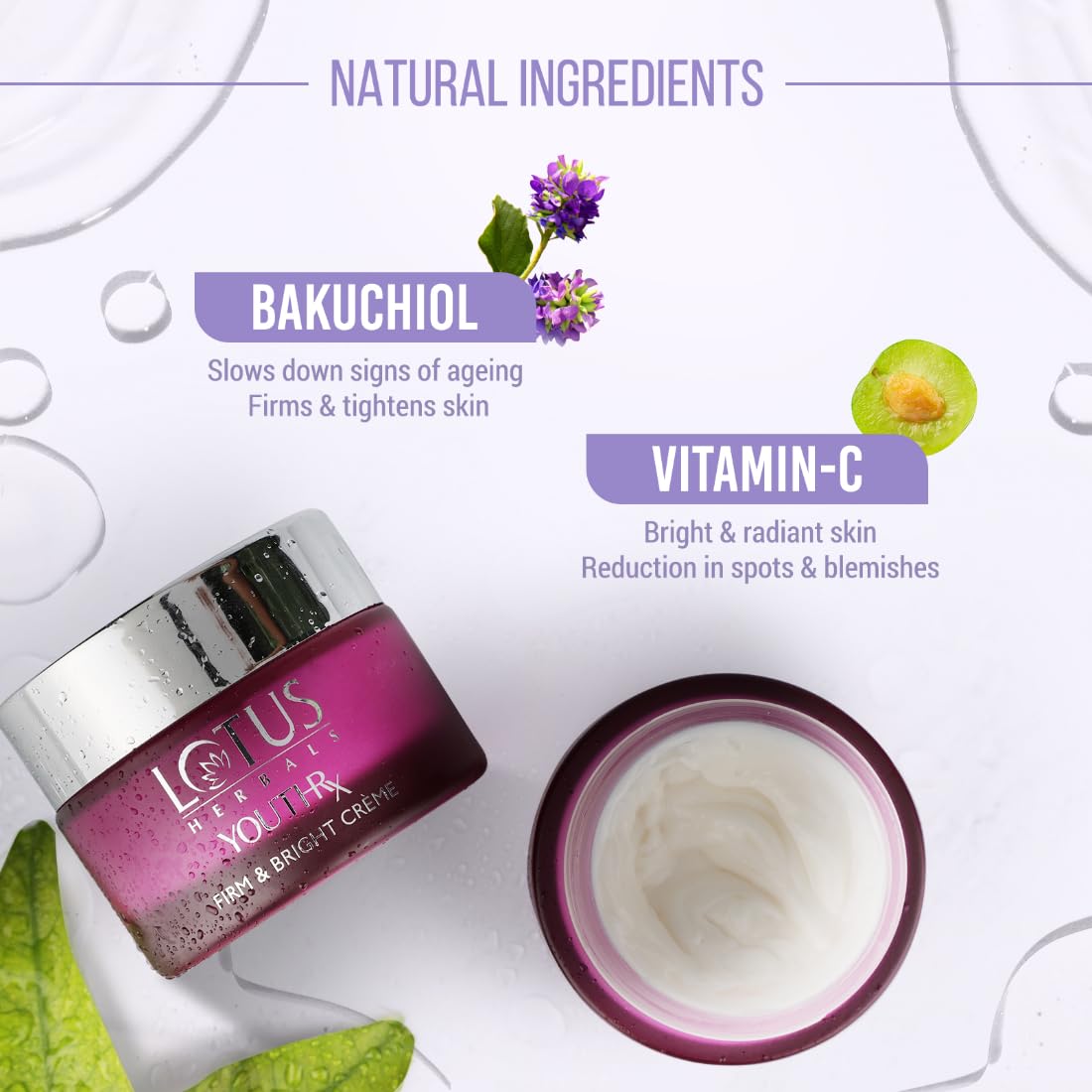 Lotus Herbals YouthRx Firm & Bright Cream | SPF 20 | PA+++ | Bakuchiol Retinol & Vitamin C | Anti Ageing & Brightening | 50g x Pack of 2