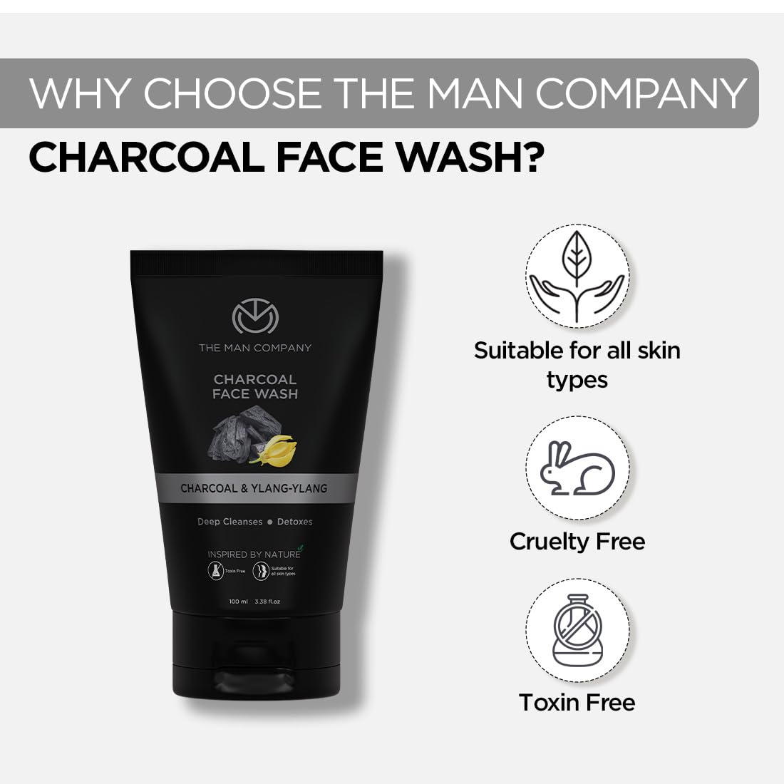 The Man Company Charcoal Face Care Kit with Charcoal Soap Bar, Face Wash, and Face Scrub for Men | Gift Set For Him
