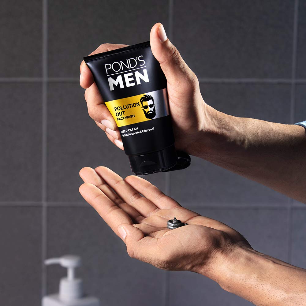 Pond's  Men Pollution Out Activated Charcoal Deep Clean Facewash, 100g & Men's  Energy Bright Face Wash Coffee Beans Bright Skin, 100g
