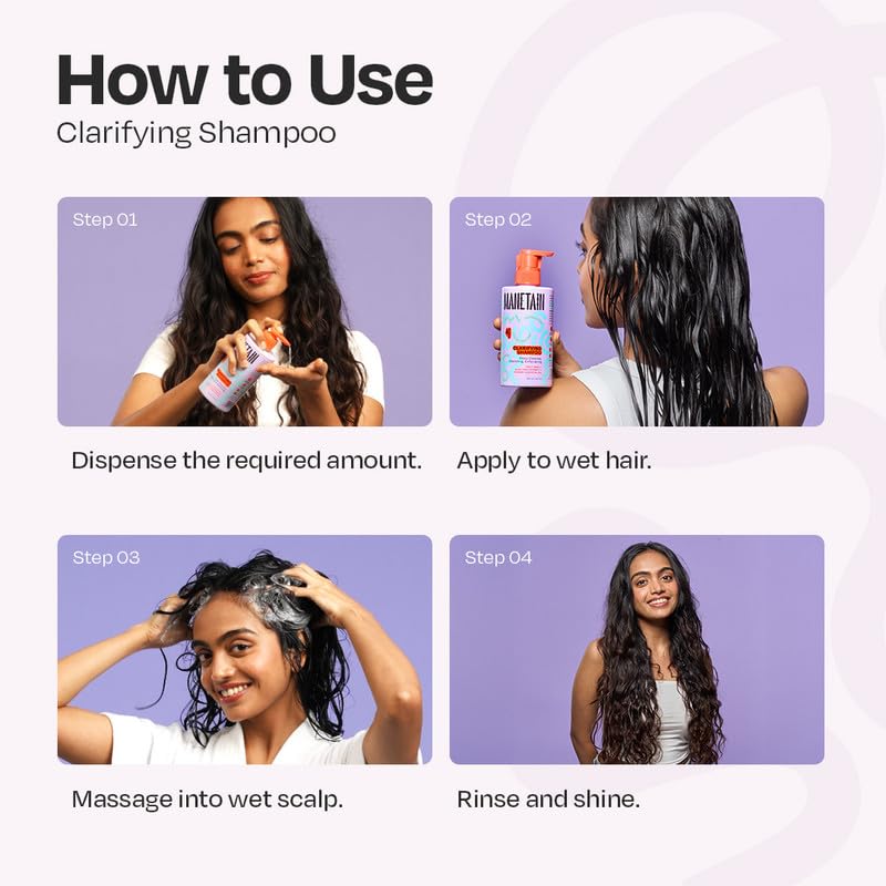 Manetain Clarifying Shampoo for All Hair Types 236ml Sulphate Paraben and Toxin Free Mild Vegan Shampoo for Women, Men with Wavy, Dry, Curly and Frizzy Hair