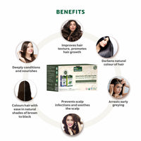 INDUS VALLEY Bio Organic 100% Pure and Natural Indigo Powder and Herbal Henna Powder Combo (100gm Each) fo Hair Colour