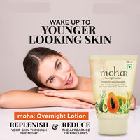 moha: Overnight Lotion with Aloe Vera, Papaya, Avocado night body lotion for Glowing Skin Unisex Suitable For all Skin Type - 100ml (Pack of 1)