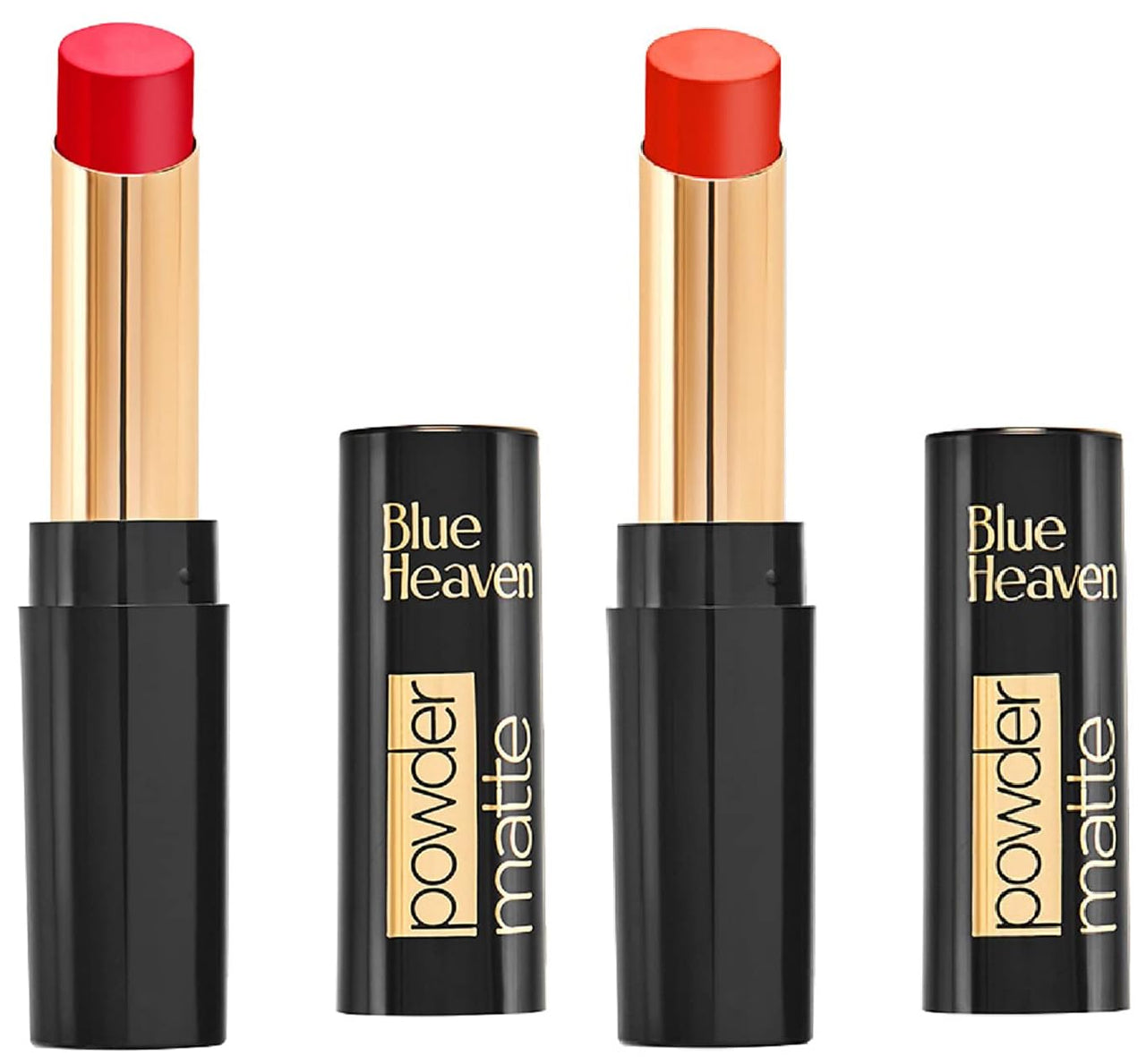 Blue Heaven Powder Matte-Coral Touch & Blue Heaven Powder Matte Lipstick Fiery Orange