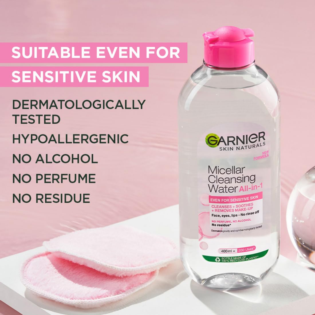 Garnier Skin Naturals, Cleansing Water, Hydrating & Soothing, Micellar Cleansing Water, 125 ml