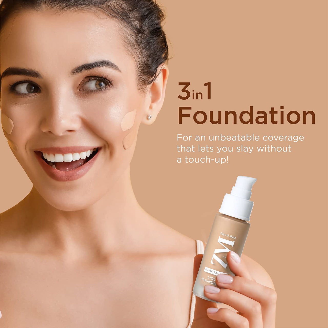 ZM Game Face on Liquid Foundation 12hour Long-lasting | Smudge-Proof | Transfer Proof | SPF 25 (Porcelain)
