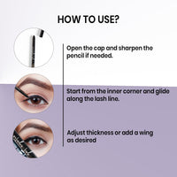 Oceglow Waterproof Gel Eyeliner | Smudge-Proof & Long-Lasting | Intense Color Payoff | Smooth Glide Formula | Black Color - 0.5g