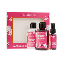 THE LOVE CO. Japanese Cherry Blossom Gift Collection| Indulge in Travel Pack Shower Gel, Body Lotion & Body Mist | Ideal Birthday & Special Occasion Hamper - Pack of 3