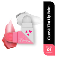 Hilary Rhoda Clear & Tint Lip Balm | Infused with Aloe Vera & Shea Butter | Hydrates & Nourishes Lips | 2 Sided Lip Balm | Glides on lips Smoothly - 2.27g*2 (Rose Love - Shade 01)