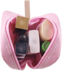 House of Quirk Polyester Makeup Bag Lazy Travel Toiletry Bag Cosmetic Organizer Waterproof Travel Accessories for Women and Girls (Pink)