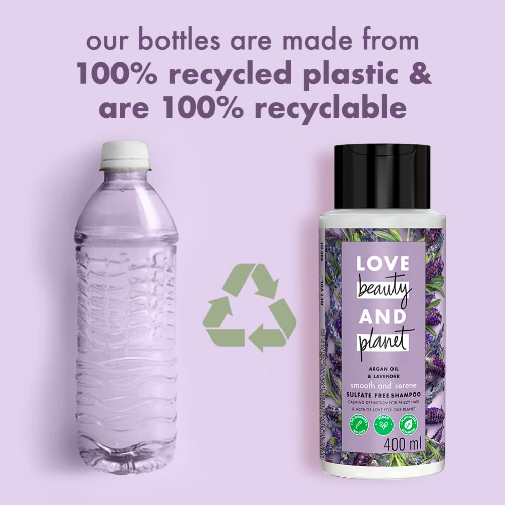 Love Beauty & Planet Natural Argan Oil and Lavender Anti Frizz, Smoothening Shampoo & Conditioner,No Parabens, No Dyes, 200ml
