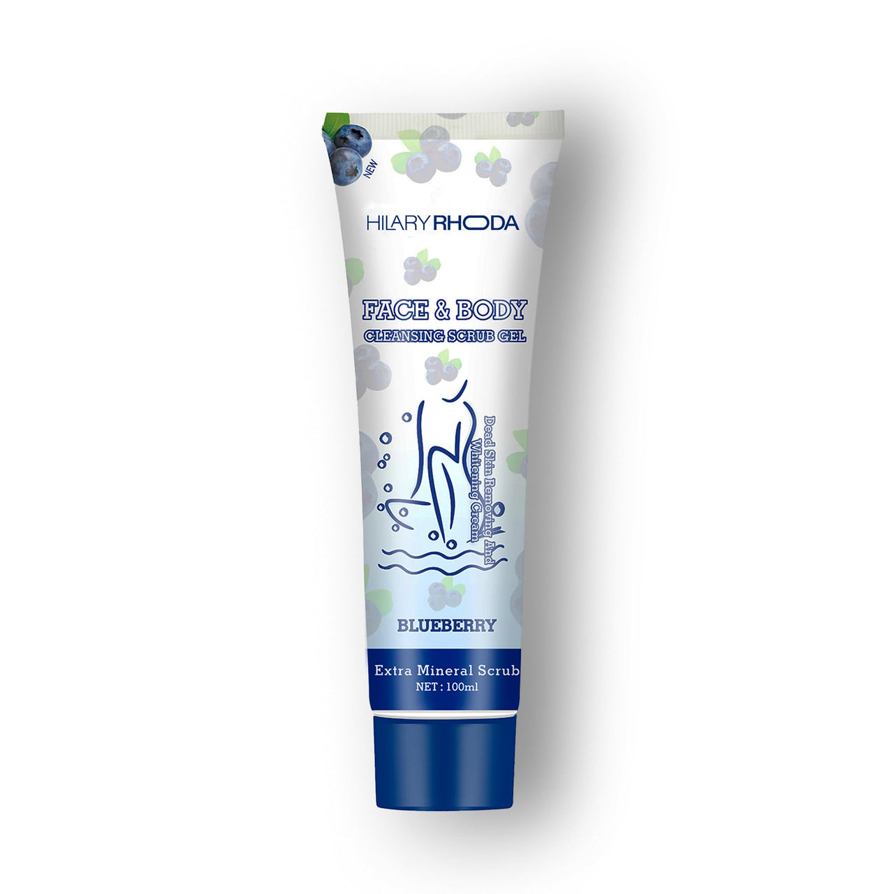 Hilary Rhoda Face & Body Cleansing Scrub Gel | Dead Skin Removing Cleansing Scrub Gel | Gently Exfoliates Skin Cells | Removes Dirt & Oil | 100ml (Blueberry -Shade 01)