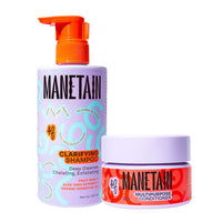 MANETAIN Squeaky Clean Clarifying Shampoo 237ml & Multipurpose Conditioner 200gm | Curl Enhancing, Frizz Control, Protein-Moisture Balance | Hard Water, Product Buildup & Scalp Reset | For All Hair Types | For Men & Women
