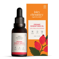 Juicy Chemistry Organic Rosehip Oil for Skin, Face & Hair 30 ml | Cold Pressed & Therapeutic Grade Carrier Oil for Face Massage, Makeup Prep, Scars, Cuticles, Stretch Marks, Fine Lines & Wrinkles