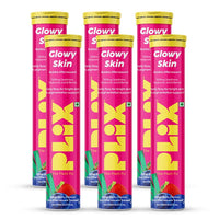 PLIX - THE PLANT FIX Glutathione Tablets With Vitamin C For Clear And Youthful Skin (Pack Of 6, Strawberry) | 90 Collagen Supplements |500mg L-Glutathione, Vitamin E And Hyaluronic Acid