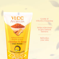 VLCC Ayurveda Natural Fairness Chandan & Kesar Face Wash - 100ml X 2 (Pack of 2) | Complexion Brightening Everyday Facewash | Saffron for Anti-Ageing Benefits | Ayurvedic Facewash for All Skin Types