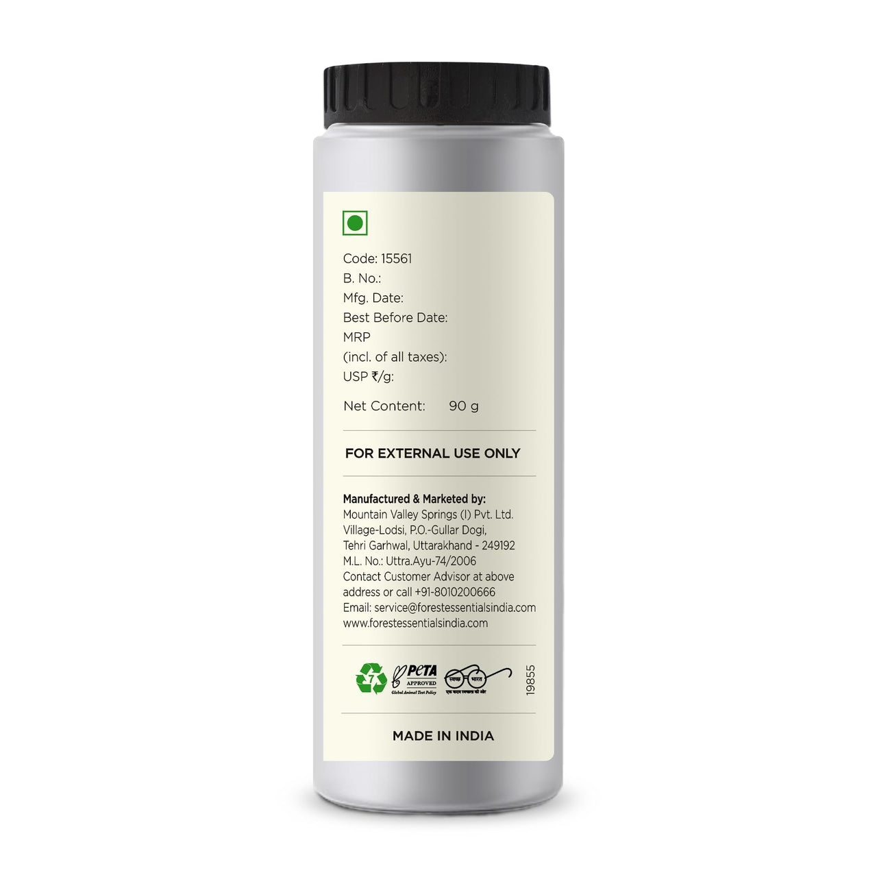 Forest Essentials Baby Powder Dasapushpadi | Natural, Talc-Free & Ayurvedic | Made with Cornstarch | Safe & Natural | Highly Absorbant and Soothing for Baby Skin