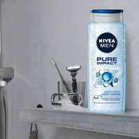 NIVEA MEN Shaving, Sensitive Shaving Foam, 250ml & NIVEA Men Body Wash, Pure Impact with Purifying Micro Particles, Shower Gel for Body, Face & Hair, 500 ml