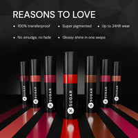 SUGAR Cosmetics Partner In Shine Transferproof Glossy Lipstick | Lasts upto 24hrs | Transferproof & Smudgeproof - 3ml - 10 Tangerine Tuscan