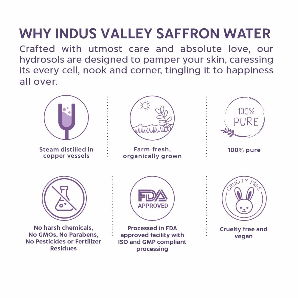INDUS VALLEY Natural Saffron Water Facial Toner - Chemical Free - 250 ml