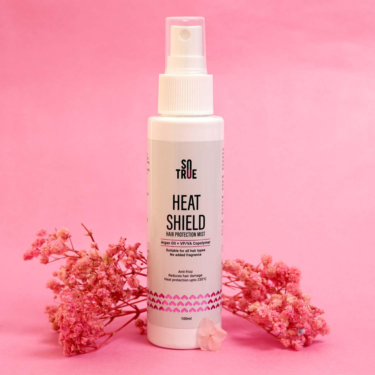 Sotrue Heat Shield Hair Protection Spray For Hair | Anti-Frizz, Reduces Hair Damage | For All Hair Types, Fragrance Free Mist Spray | Heat Protection Upto 230 °C 100ml