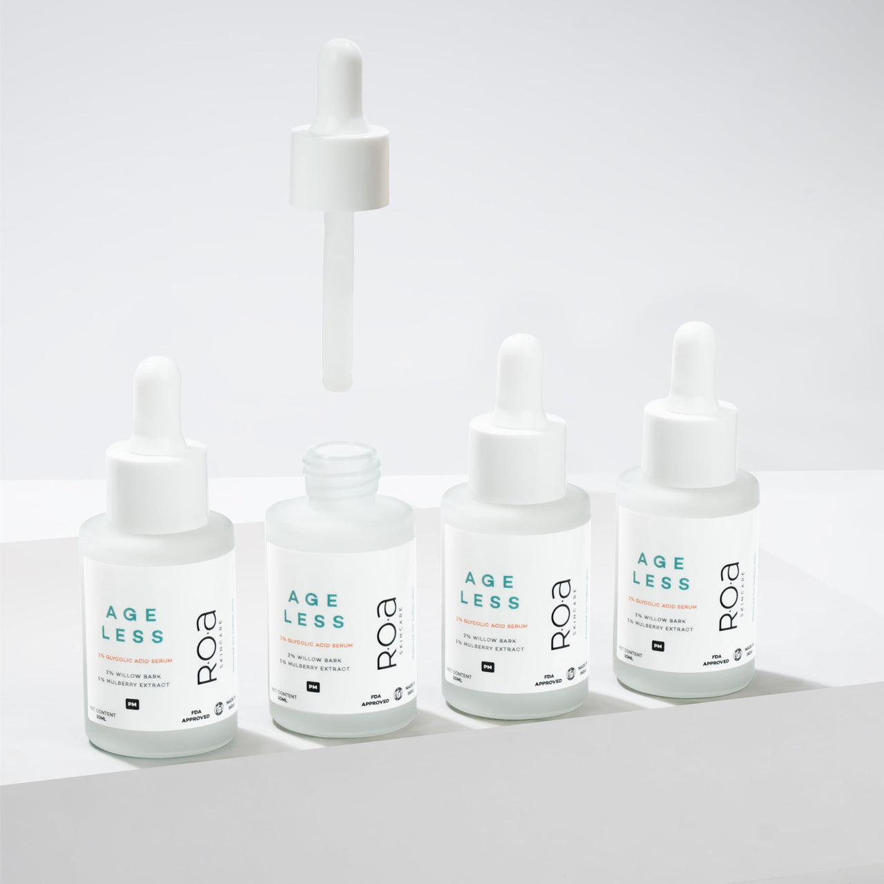 R.O.A Skincare AGELESS | 2% Glycolic Acid & 2% Salicylic Acid Serum | 5% Mulberry Extract | Youthful Bouncy skin | Anti-Aging & Exfoliating Treatment | 30 ML