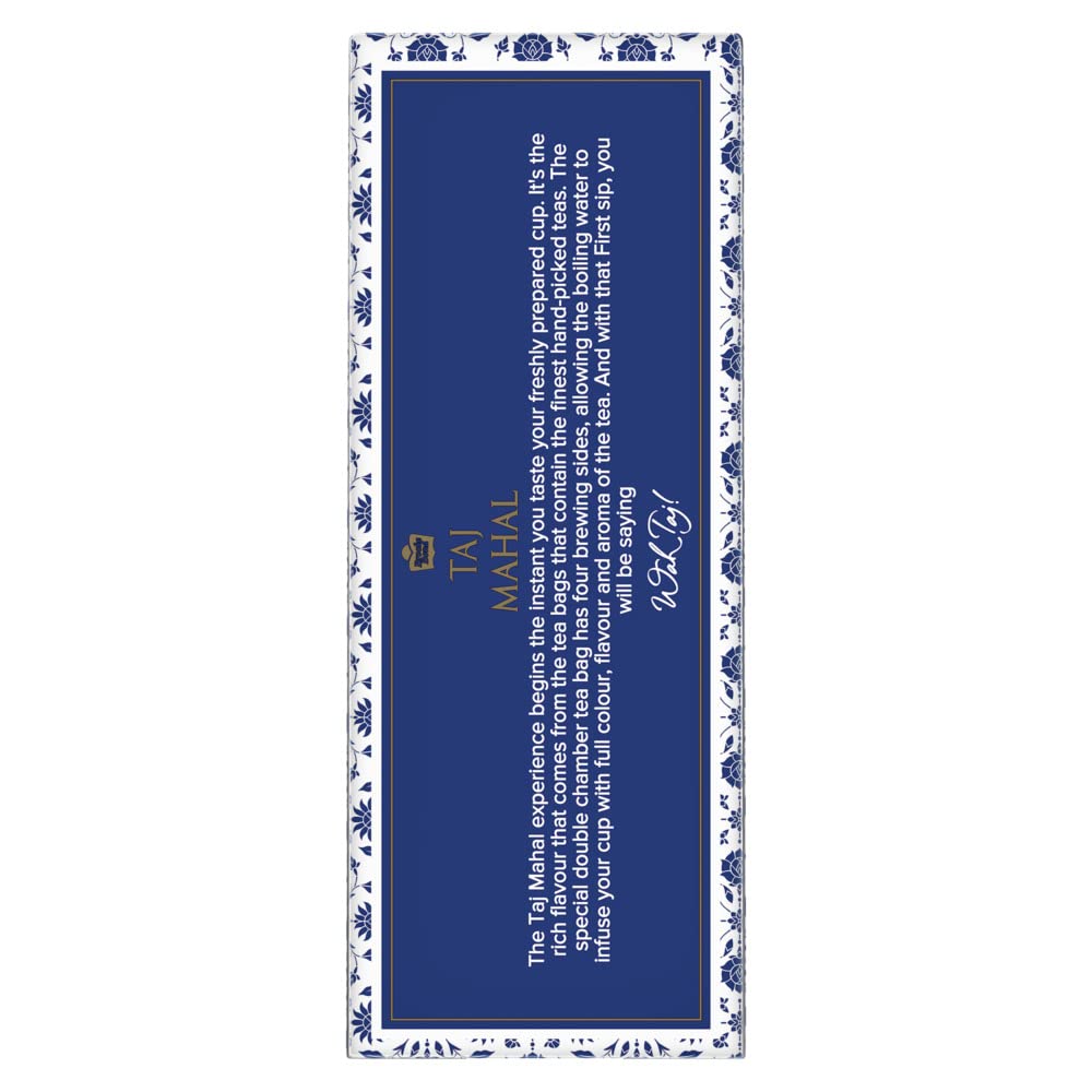Taj Mahal Tea Bags 100 pcs, Rich and Flavourful Chai - Premium Blend of Powdered Fresh Loose Tea Leaves Flavour : orange