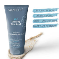 Mancode Glowing Rice Scrub for deep Cleanse & Nourish skin Face scrub 100gm