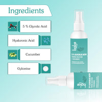BAKE 5% Glycolic Acid Toner with Hyaluronic Acid for Pigmentation, Tan Removal & Pore Tightening | For Combination skin, Oily, Acne Prone skin | Glowing & Brightening Skin | 100ml