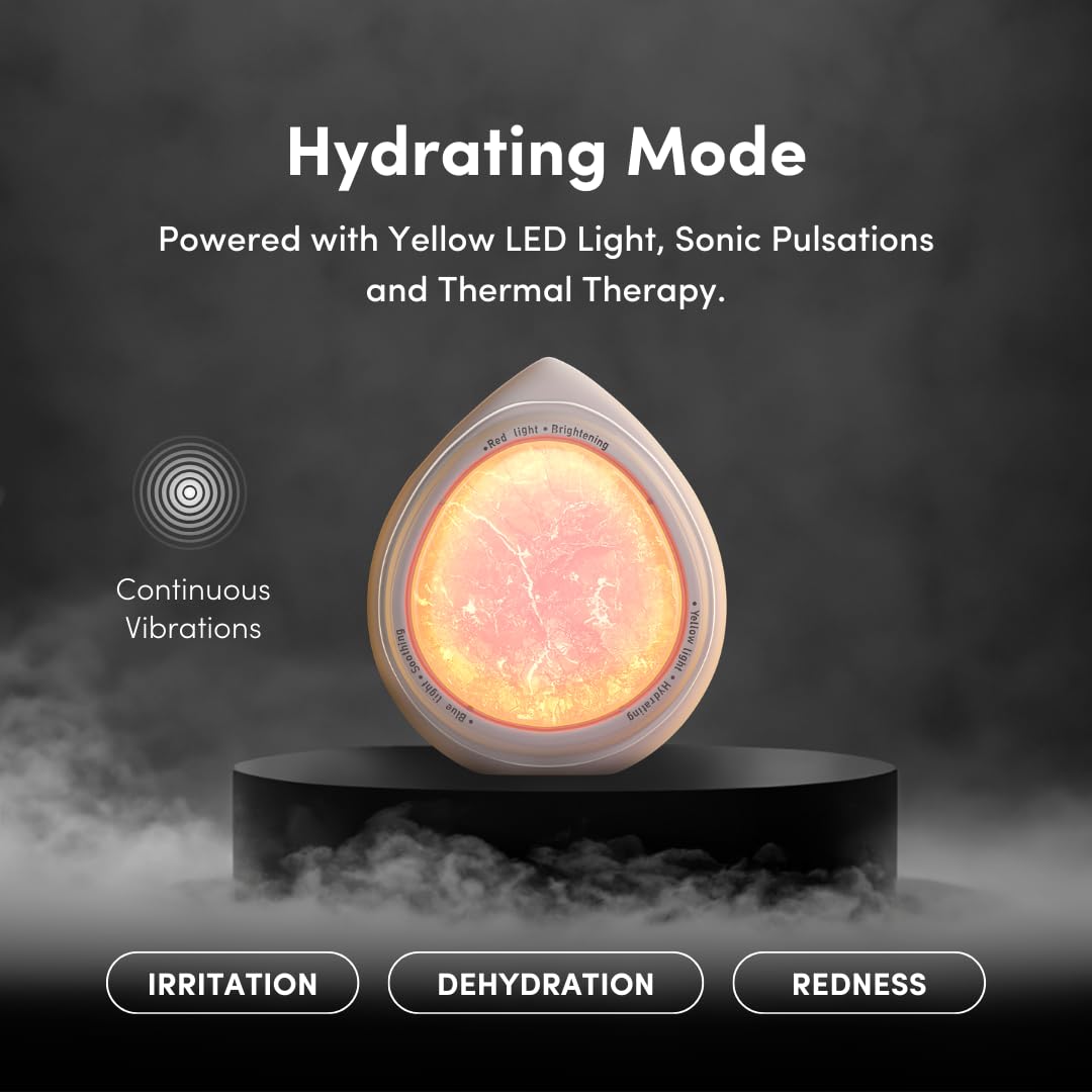 Numour ARIA Jade Stone LED Facial Device | For Fine Lines, Wrinkles & Acne | with Yellow, Blue & Red Light Therapy for Face | Smart Rechargeable Skincare Tool for Moisturizer, Serum & Face Masks