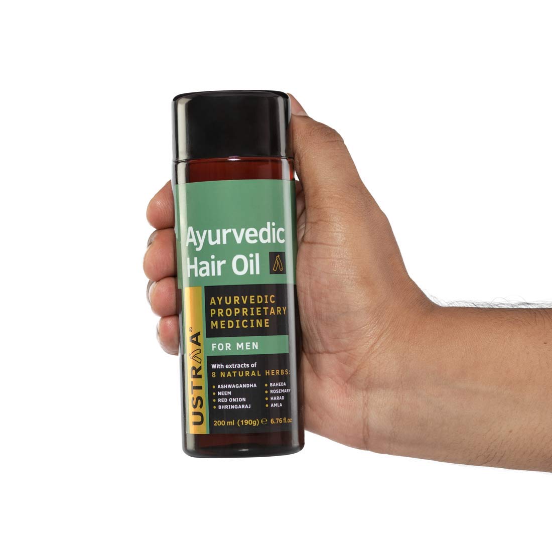Ustraa Ayurvedic Hair Oil - 2 x 200 ml | with 8 Natural Herb extracts | Controls hair fall, Fights Dandruff | No SLS, No Parabens, No Silicone, No Mineral Oil (Set of 2)