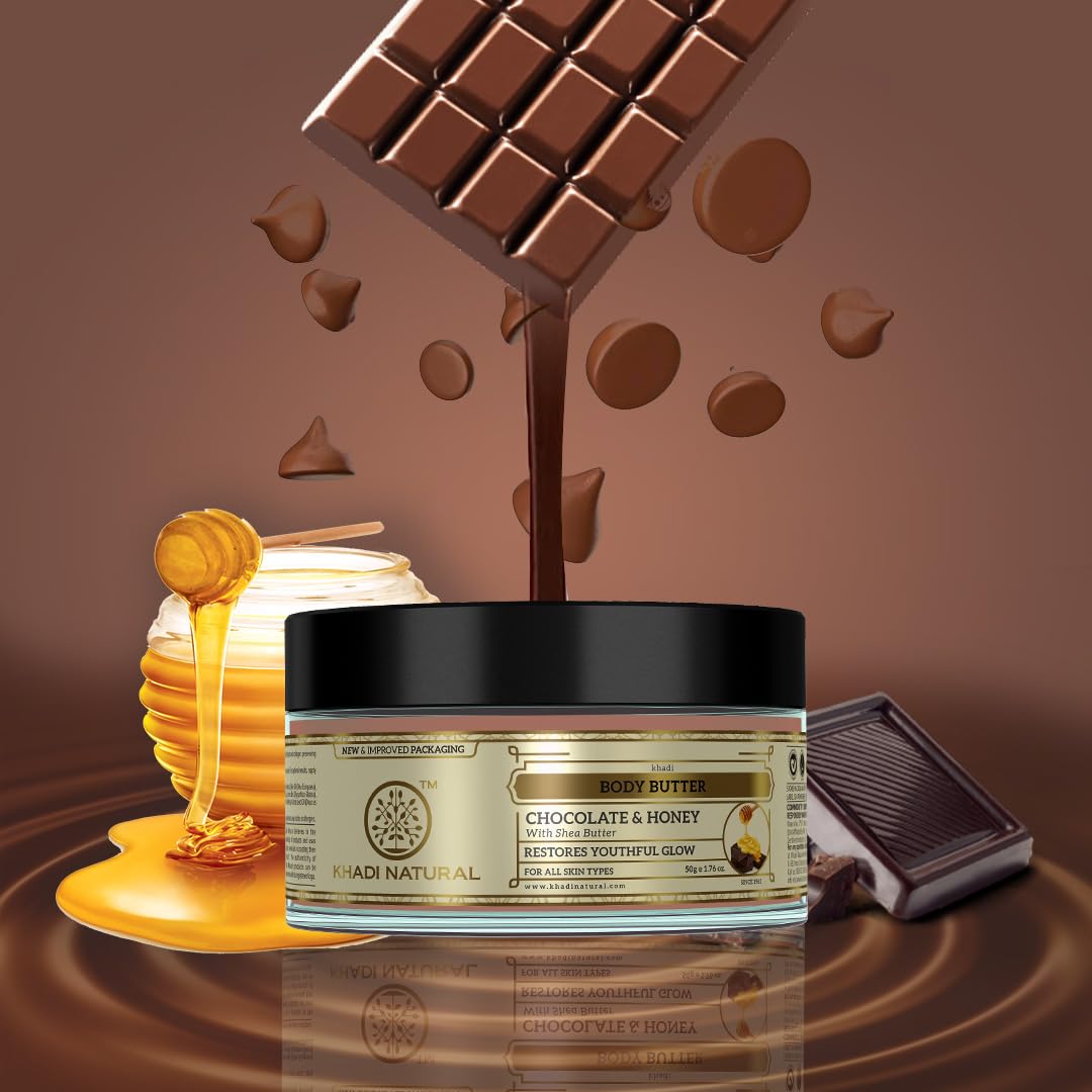 Khadi Natural Chocolate Honey Body Butter|Deeply hydrating|Restores skin glow|Prevents damage to aging skin|Suitable for all skin types|50 g