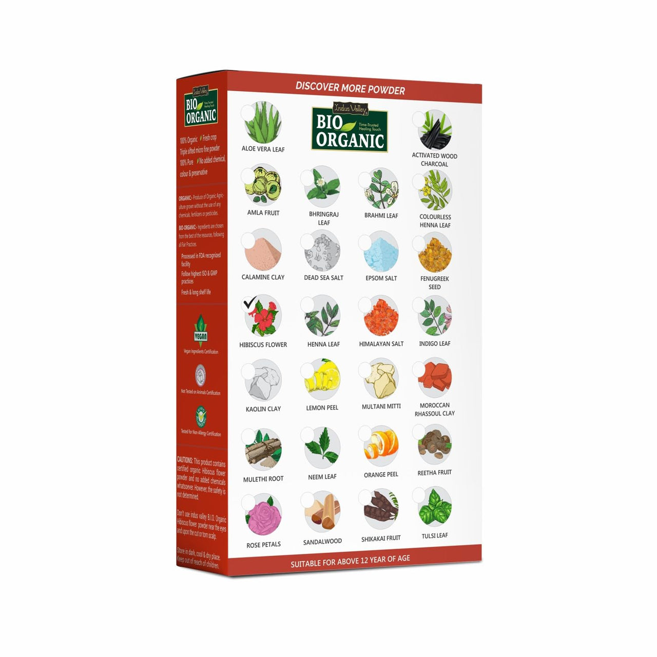 INDUS VALLEY Bio Organic Non-Toxic Aloe Vera Gel for Acne, Scars, Glowing & Radiant Skin Treatment & Hibiscus Powder | Hibiscus rosa-sinensis (175ml+ 100g)