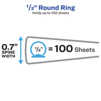 Avery Flexi-View 3 Ring Binder, 1/2 Inch Round Rings, 1 Black Binder (15767) 0.5