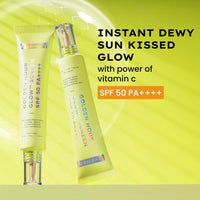 Hyphen Golden Hour Glow Sunscreen Spf 50 Pa++++ Dewy Glow & Bright Skin| Vitamin C Rich-10% Kakadu Plum & Peptides| Women Men|Lightweight & Non Greasy, Uv & Blue Light Protection|All Skin Types - 40G