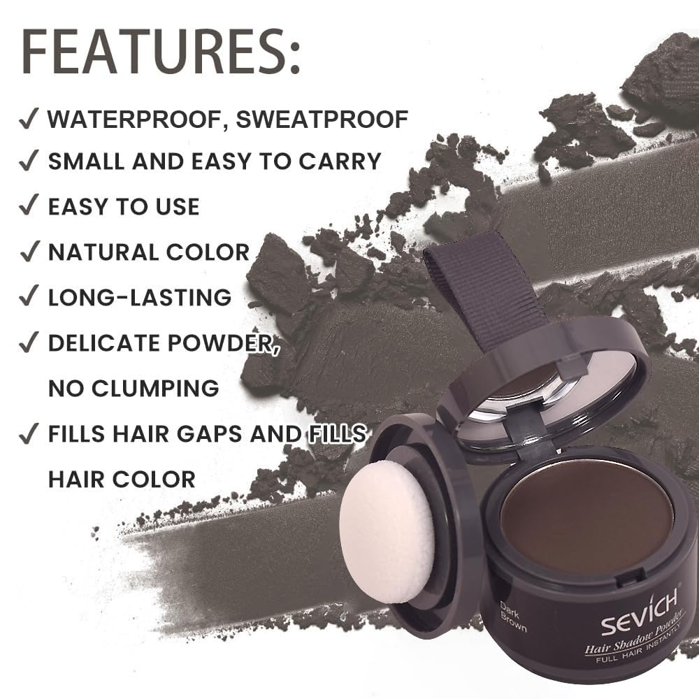 OCEANEVO Hairline Powder For Men And Women, Instant Root Touch Up Color For Grey And White Hair Coverage, Hair Concealer - 4 Grams - Dark Brown