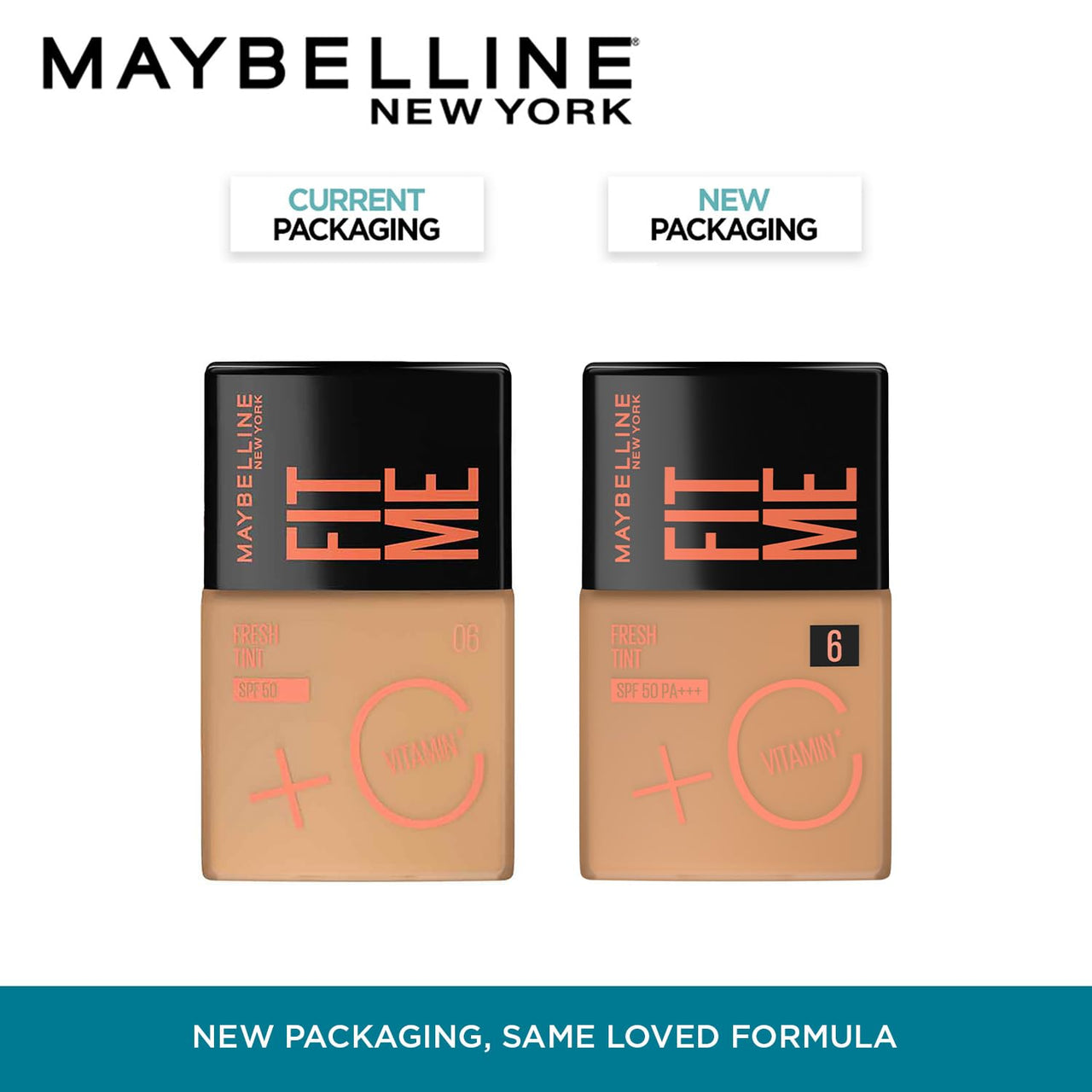 Maybelline New York Liquid Foundation, Lightweight Skin Tint With Spf 50 & Vitamin C, Natural Coverage, For Daily Use, Fit Me Fresh Tint, Shade 06, 30Ml