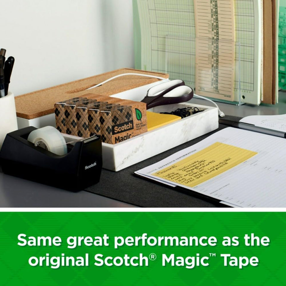 Scotch Magic Greener Tape, Invisible Tape for Fixing Paper, Office Supplies and Back to School Supplies, 0.75 in .x 900 in., 16 Rolls