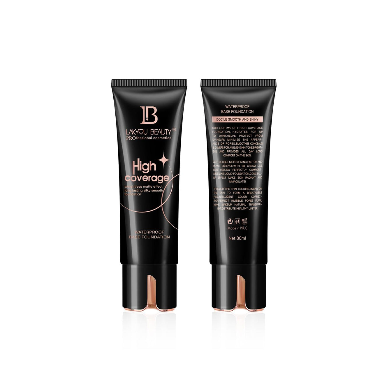 Lakyou Beauty High Coverage Foundation Cream | Waterproof Base | Light Weight | Long Lasting | Shade-02(Soft Ivory) | 160ml | Pack Of 2
