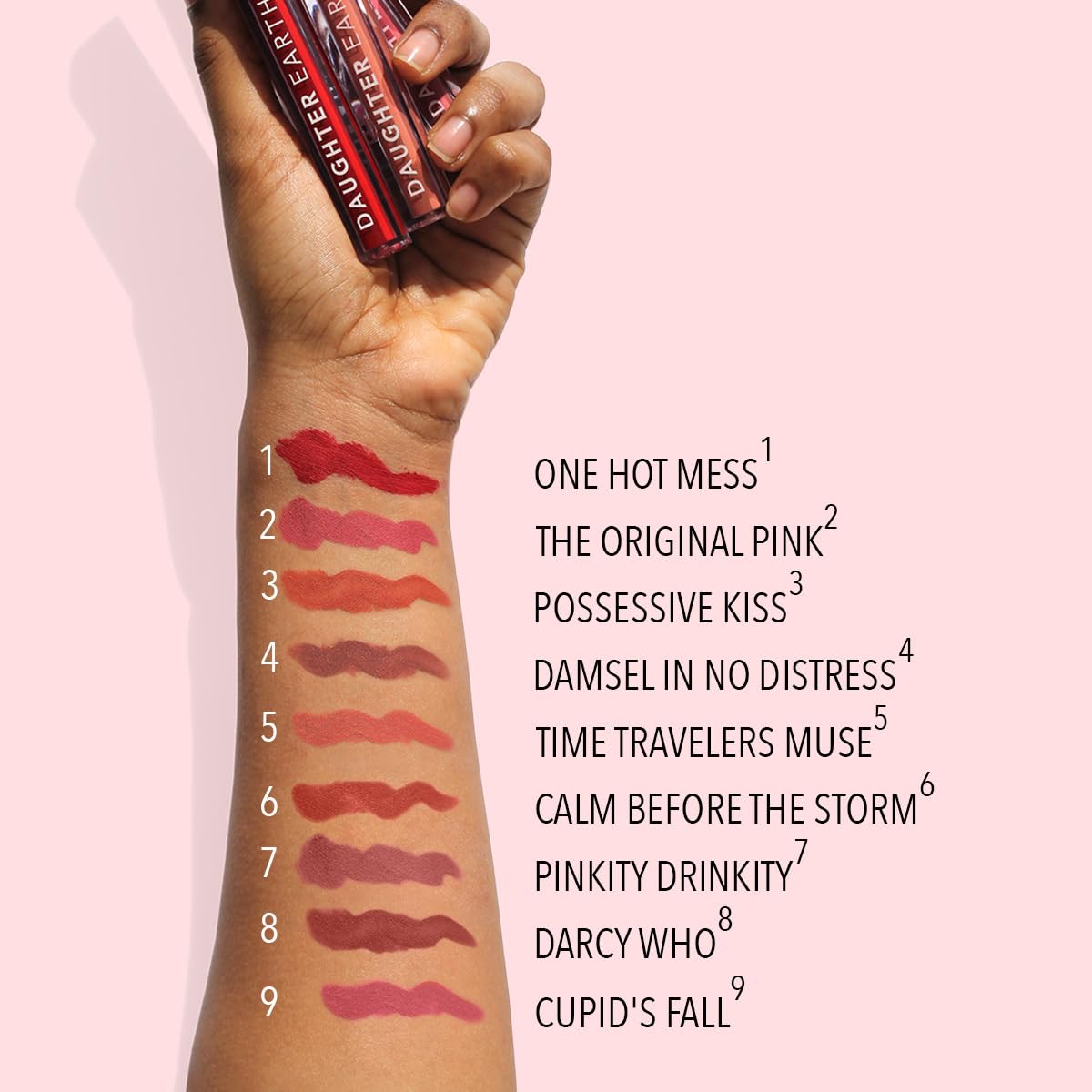DAUGHTER EARTH Liquid Lipstick With Vitamin E & Hyaluronic Acid | Vegan Highly Pigmented Lip Color | Long Lasting Matte Smudge Proof Lip Stick For Moisturised Hydrating Lips - The Original Pink | 5ml