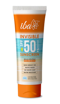 Iba Invisible Spf 50 Sunscreen Pa++++ For All Skin Types Gel Based Oil Free Matte Finish Paraben Free | Halal Certified & Vegan | White - 100gm