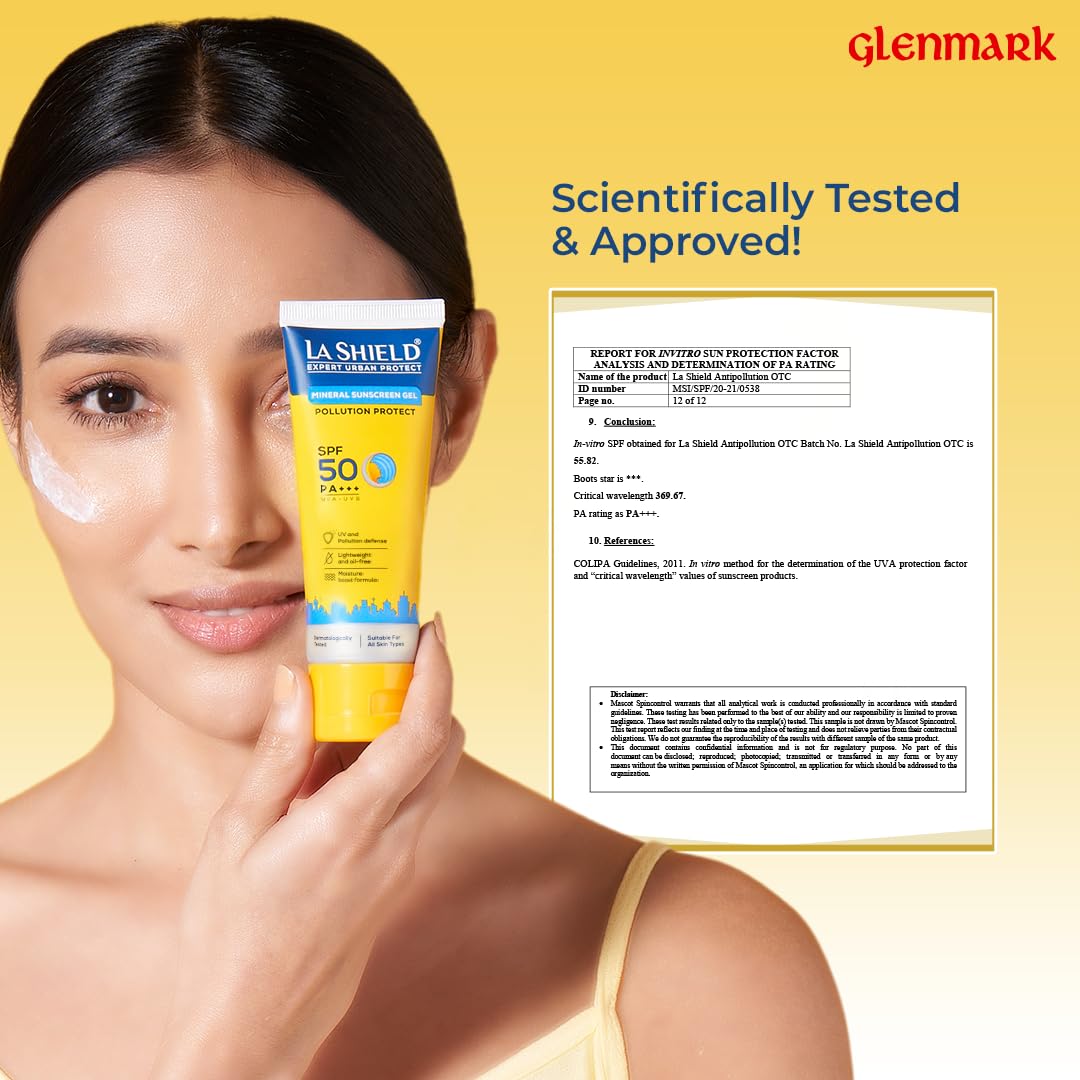 La Shield Pollution Protect SPF 50 Mineral Sunscreen Gel | PA+++ | Lightweight & Oil free | Moisture boost formula | Water resistant| All Skin types |Dermatologist Tested | 50g (Pack of 4)