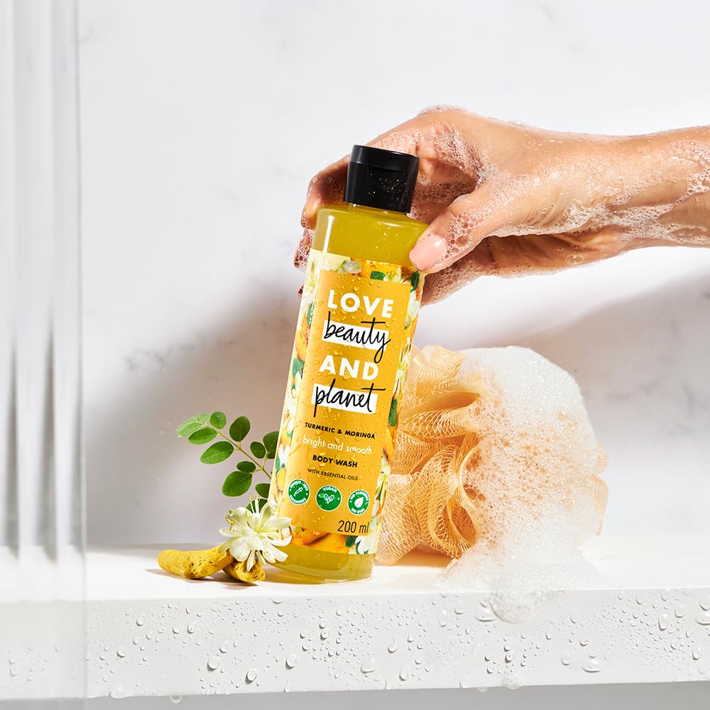 Love Beauty & Planet Turmeric & Moringa Brightening Body Wash|Natural Shower Gel for Glowing Skin,200ml