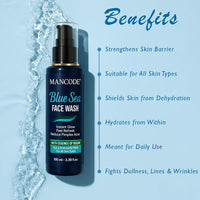 Mancode Blue Sea Face Wash-100ml | Instant Glow & Refreshing Feel | Reduces Pimples & Acne | Enriched with Ocean Essence | Paraben-Free, Gentle Formula for All Skin Types | Deep Cleansing