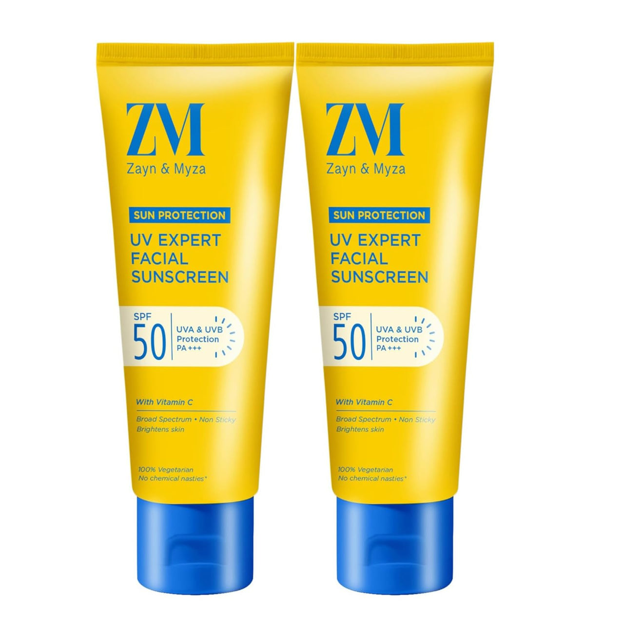 ZM Vitamin C UV Expert Hydrating Gel Sunscreen SPF 50 PA +++ For Bright & Glowing Skin | Non-Greasy, Quick-Absorbing | UVA UVB Sun Protection | Sunscreen For Women & Men - (Pack of 2) (50gm x 2)