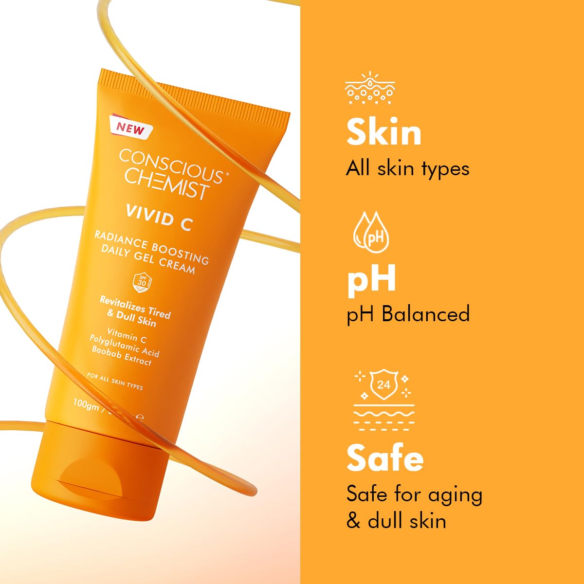 Conscious Chemist® Vitamin C Cream with SPF30 PA+++ | 100g | Vitamin C Moisturizer, Face Cream for Men & Women, Daily Gel with Polyglutamic Acid for Bright Skin, All Skin Types - Vivid C (Pack of 2)