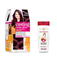 L'Oreal Paris Casting Creme Gloss Hair Color - 316 Burgundy (87.5g+72ml) + Total Repair 5 Shampoo 82.5ml